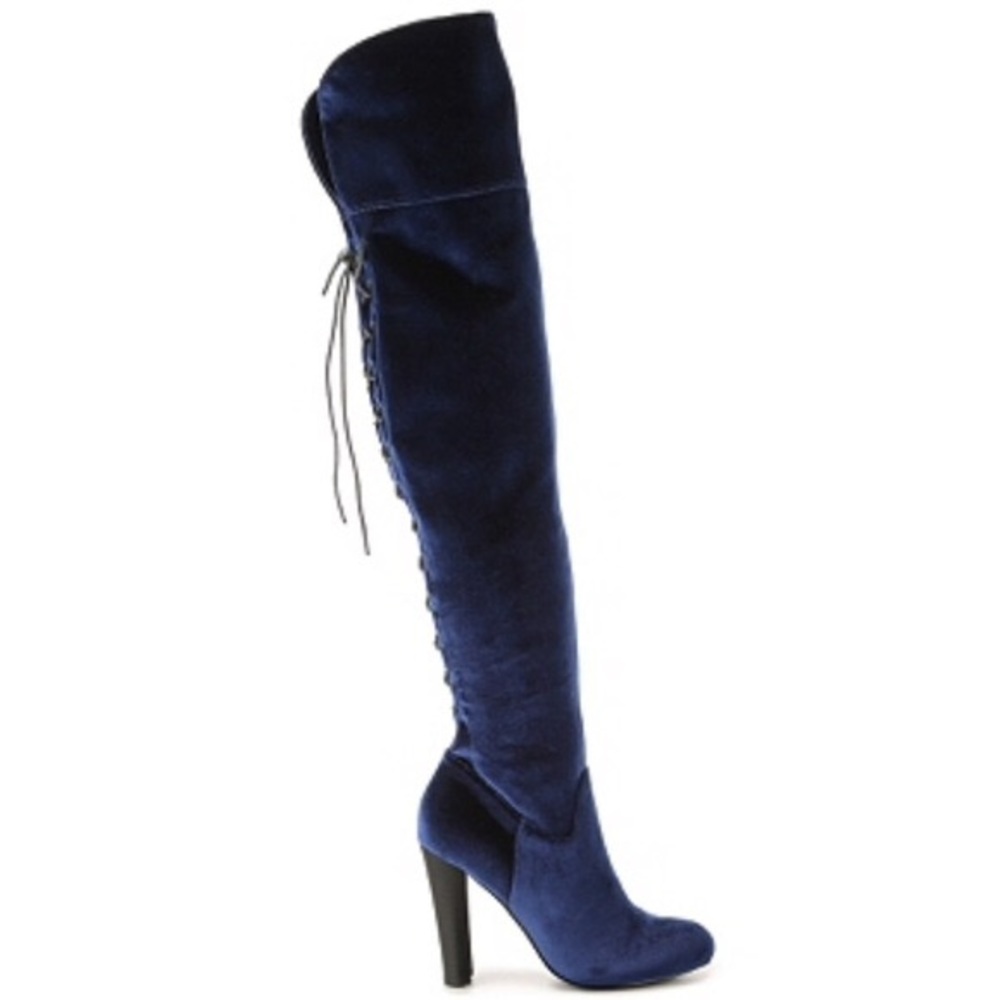 Steve Madden Glamurr blue velvet knee high boot!